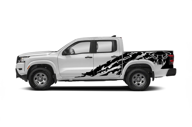 Bull shredded side graphics decals for Nissan Frontier