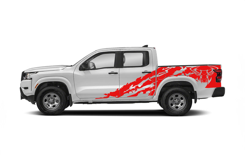 Bull shredded side graphics decals for Nissan Frontier