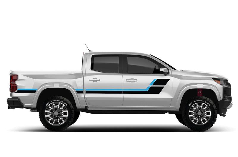 Retro-style double hash stripes graphics decals for Chevrolet Colorado