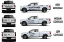 Custom business truck signs and vinyl lettering decals for extended cab pickup trucks