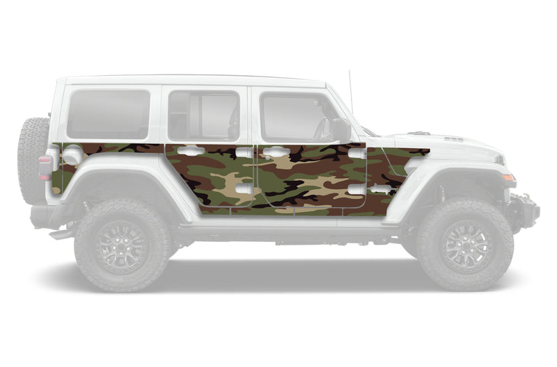 Camo style full side graphics decals for Jeep Wrangler JL