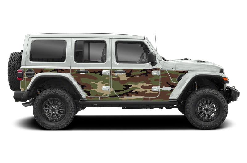 Camo style full side graphics decals for Jeep Wrangler JL