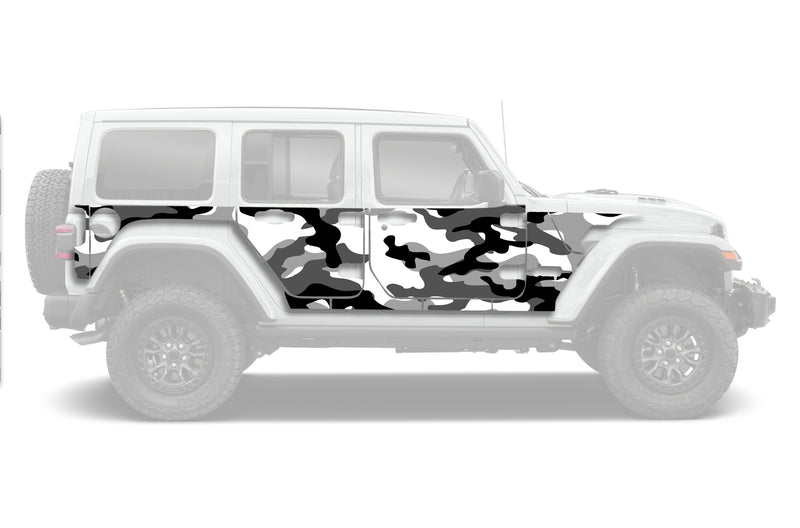 Camo style full side graphics decals for Jeep Wrangler JL