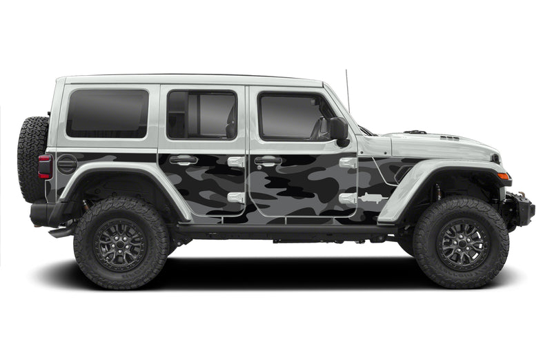 Camo style full side graphics decals for Jeep Wrangler JL