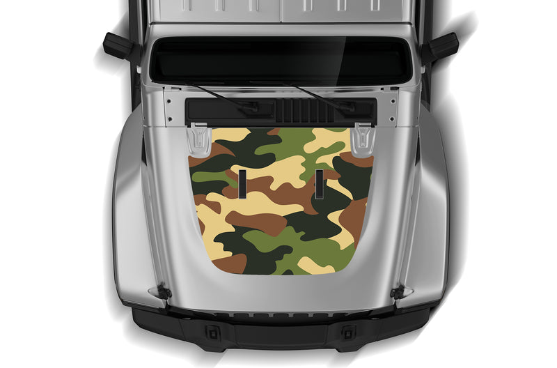 Camouflage print hood graphics decals compatible with Wrangler JL