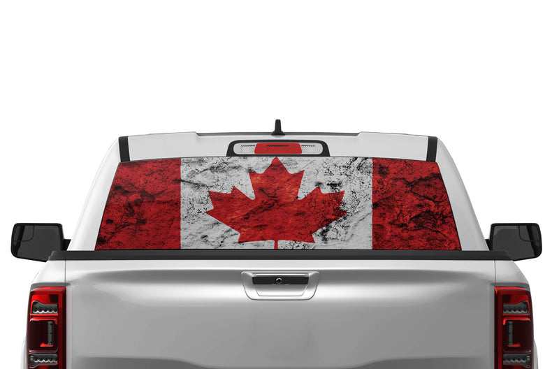 Canada flag perforated graphics rear window decals for Dodge Ram