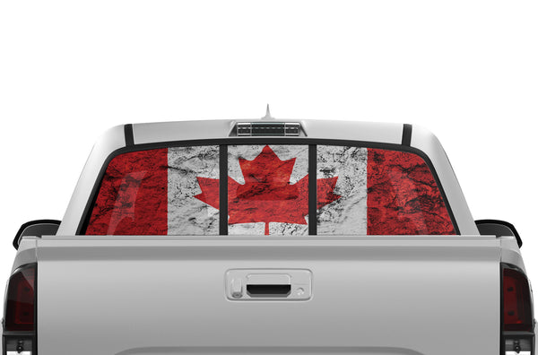 Canada flag perforated rear window graphics decals for Toyota Tacoma