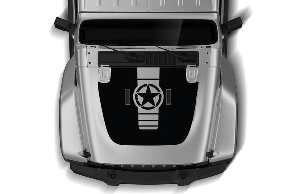 Center star hood graphics decals compatible with Wrangler JL