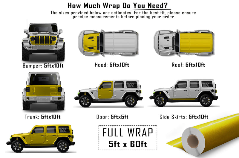 Chrome gloss gold vinyl wrap for Jeep Wrangler