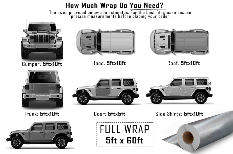 Chrome gloss silver vinyl wrap for Jeep Wrangler