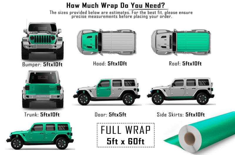 Chrome Gloss Tiffany vinyl wrap for Jeep Wrangler