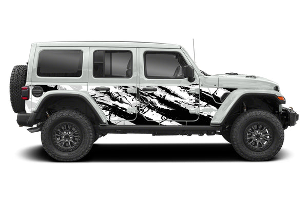 Claw marks style full side graphics decals for Jeep Wrangler JL