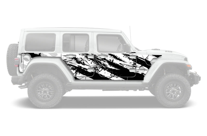 Claw marks style full side graphics decals for Jeep Wrangler JL