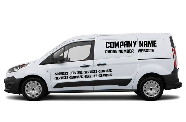 Custom Business Signs, Vinyl Lettering Decals for Ford Transit Connect