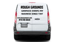 Van with 'Rough Grounds' branding on the back