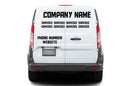 White van with customizable text on the back