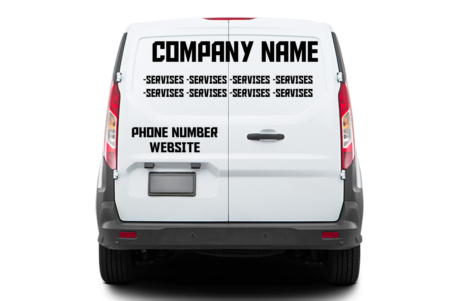 Custom Business Signs, Vinyl Lettering Decals for Ford Transit Connect