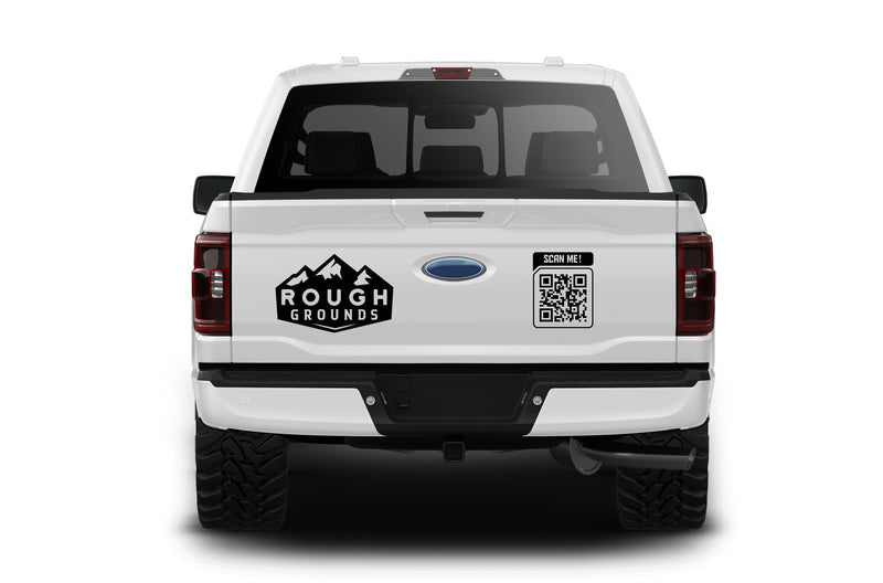 Custom business logo, QR code & vinyl lettering decals for extended cab pickup trucks