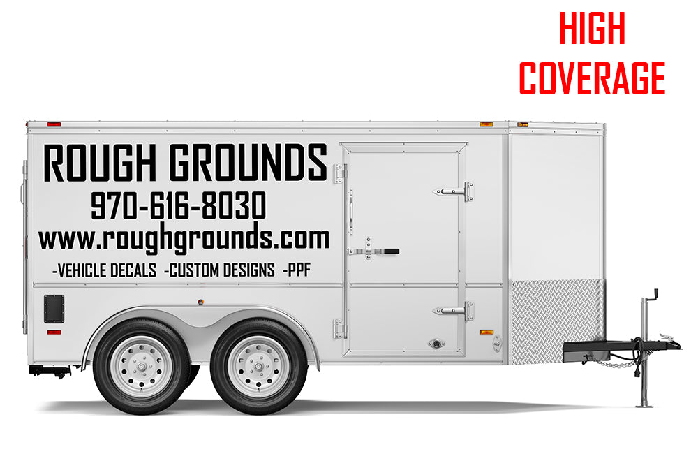 Heavy Trailer Sign Custom business signs lettering decals for a 7' x 16' enclosed trailer