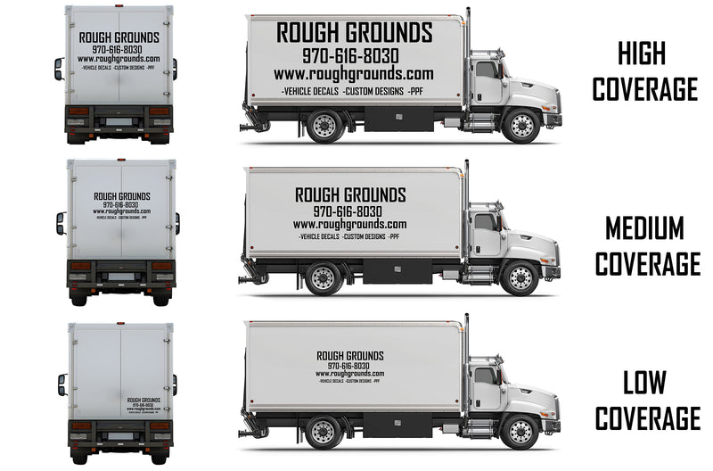 Custom business signs and vinyl lettering decals for 20' Box Truck