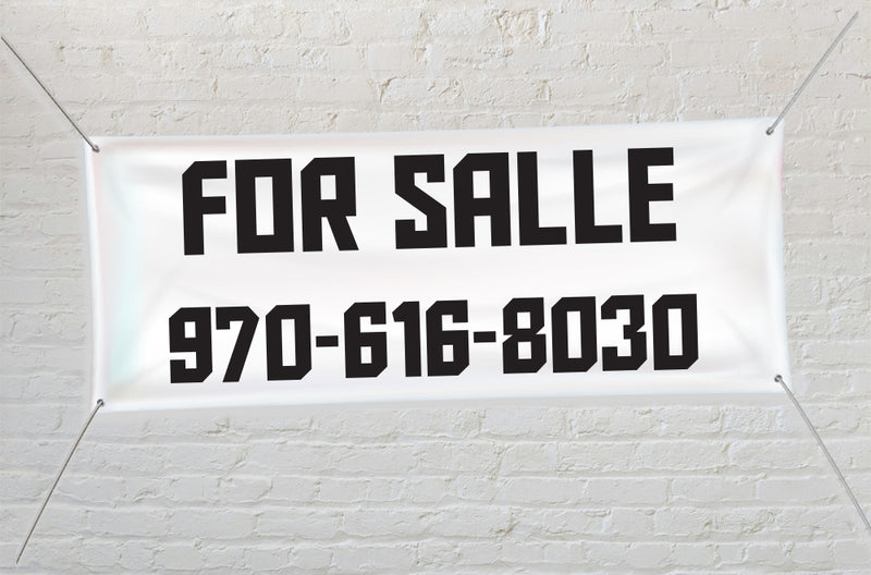 Custom for sale banner with phone number