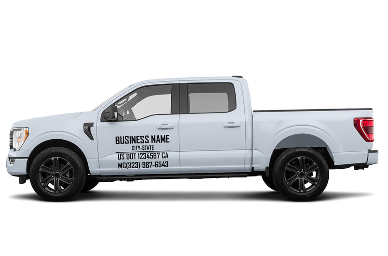 Custom regulation decals for pickup trucks