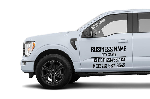 Custom regulation decals for pickup trucks