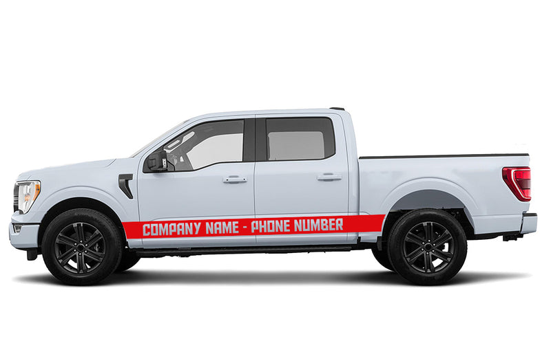 Custom stripes with business name & phone, decals for crew cab trucks