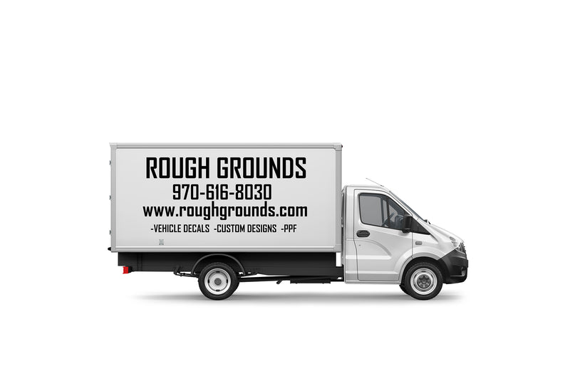 Custom business signs and vinyl lettering decals for 12' Box Truck