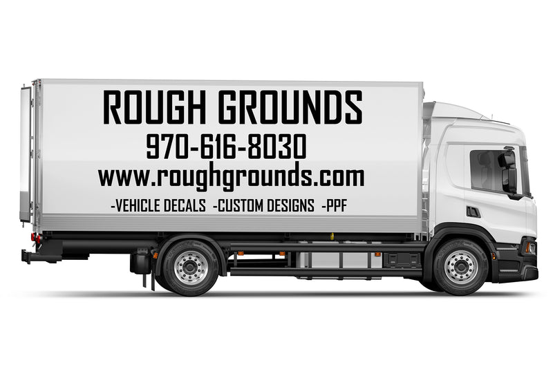 Custom business signs and vinyl lettering decals for 26' Box Truck