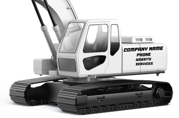 Custom business signs and vinyl lettering for excavators