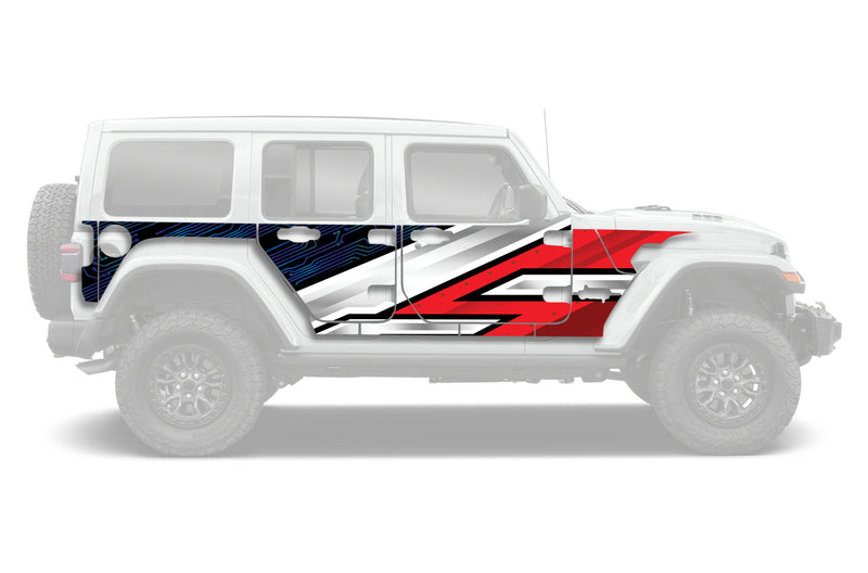 Cyberpunk circuitry style full side graphics decals for Wrangler JL