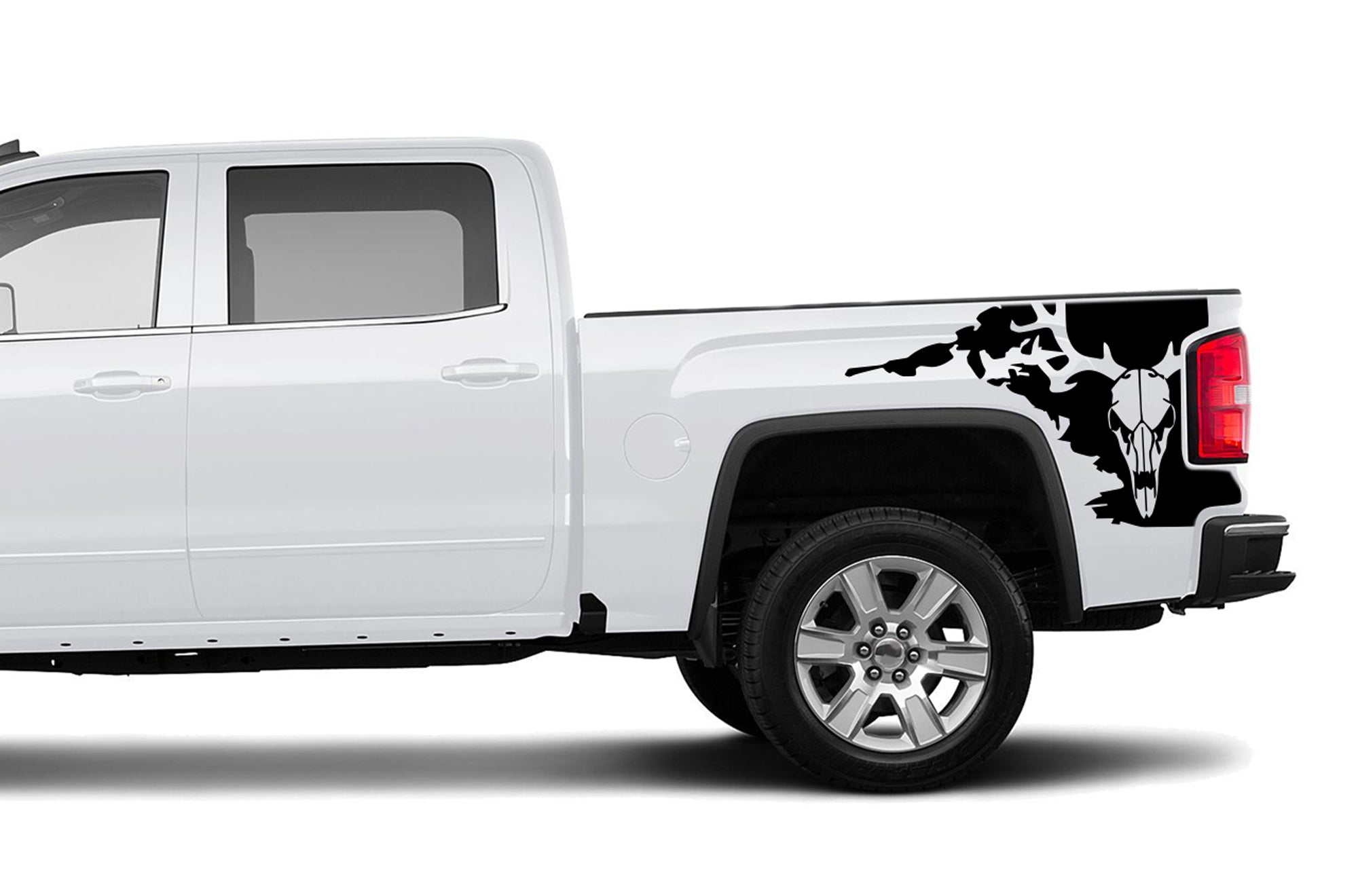 Deer skull bed side graphics decals for GMC Sierra 2014-2018