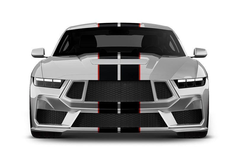 Dual rally racing stripes graphics decals for Ford Mustang