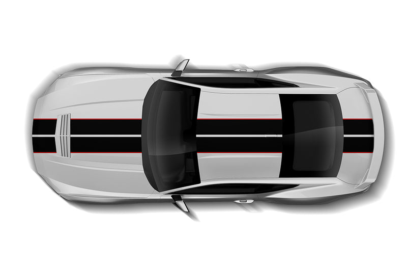 Dual rally racing stripes graphics decals for Ford Mustang