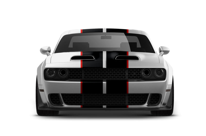 Dual rally racing stripes decals graphics compatible with Dodge Challenger SRT Hellcat