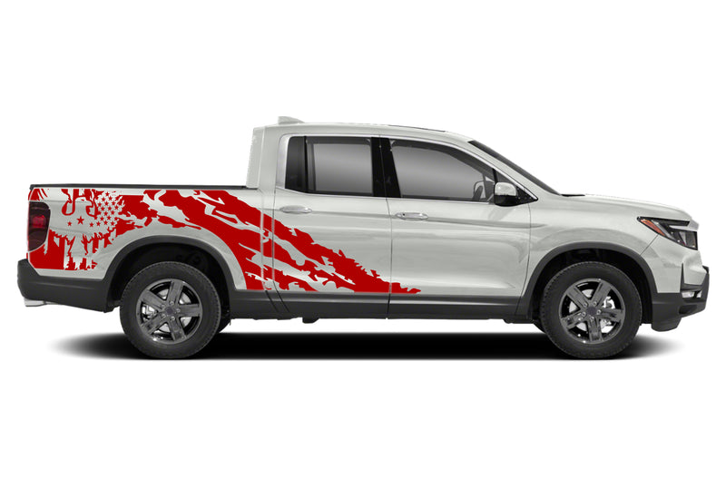 Eagle flag shredded side graphics decals for Honda Ridgeline