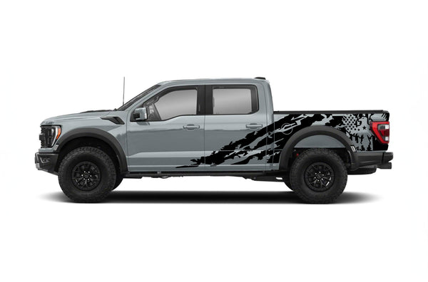 Eagle flag shredded side graphics decals for Ford F150 Raptor