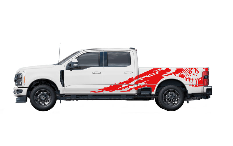 Eagle flag shredded side graphics decals for Ford F-250