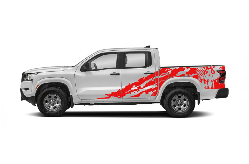 Eagle flag shredded side graphics decals for Nissan Frontier