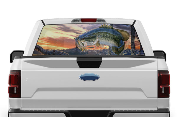 Largemouth bass perforated window decal for Ford F150 2015-2020