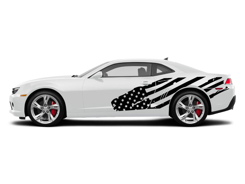 Flag USA side graphics decals for Chevrolet Camaro 2010-2015