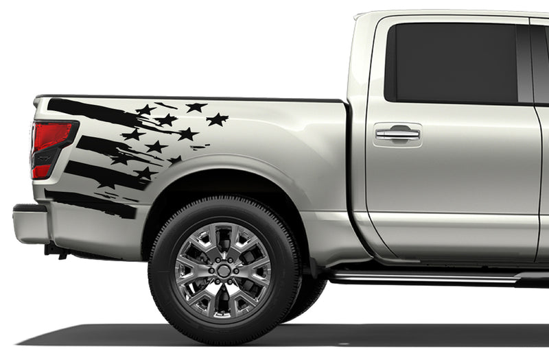 Flag bed side graphics decals for Nissan Titan