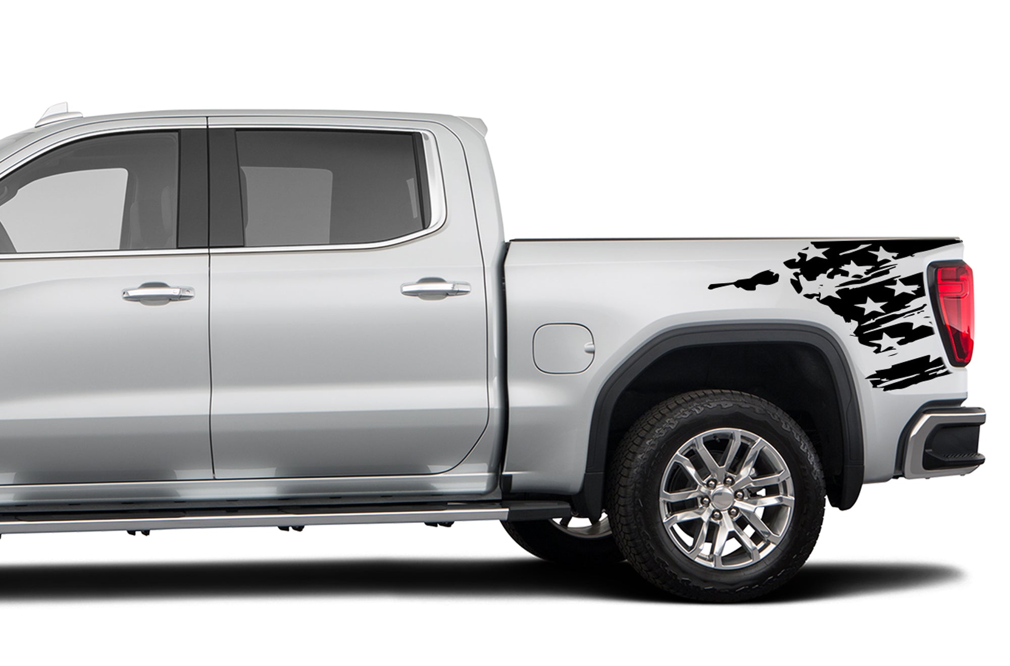 Flag side bed graphics decals for GMC Sierra