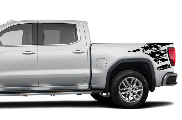 Flag side bed graphics decals for GMC Sierra
