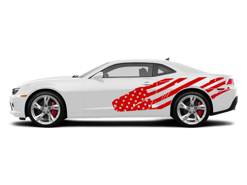 Flag USA side graphics decals for Chevrolet Camaro 2010-2015