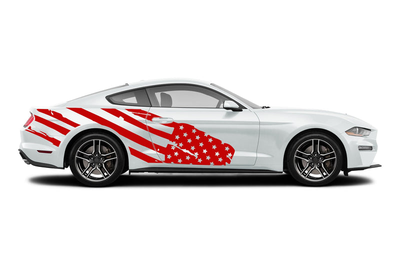 Flag USA side graphics decals for Ford Mustang