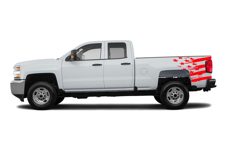 Flag side bed graphics decals for Chevrolet Silverado 2500HD 2015-2019