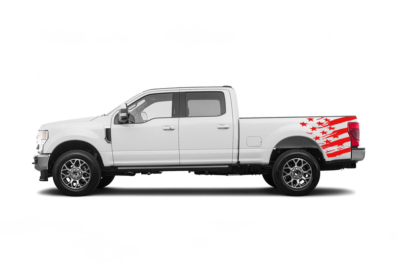 Flag side bed graphics decals for Ford F250 2017-2022