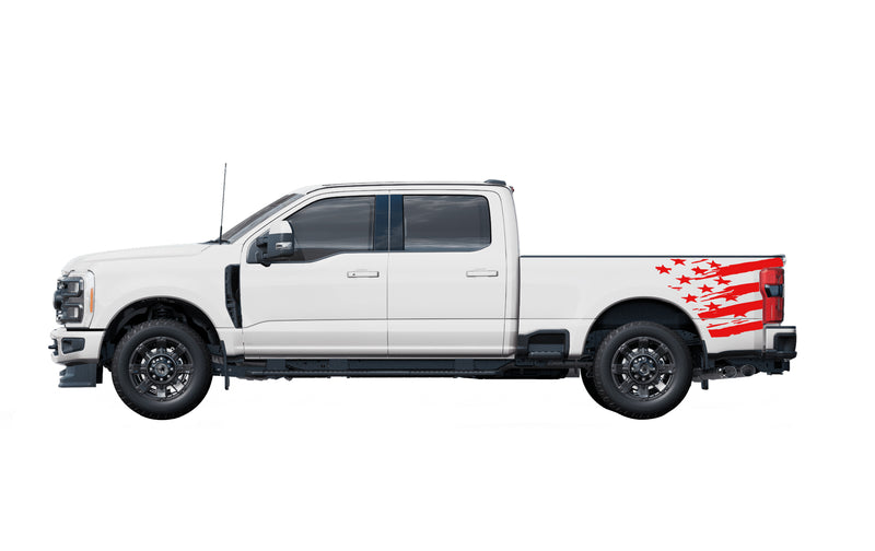 Flag side bed graphics decals for Ford F-250